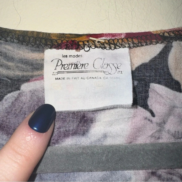 Women’s Vintage Premieře Classe Floral Grandma Pearl Gold Button Down 3/4 Blouse - Picture 5 of 15